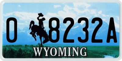 WY license plate 08232A