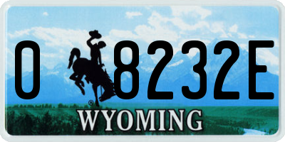 WY license plate 08232E