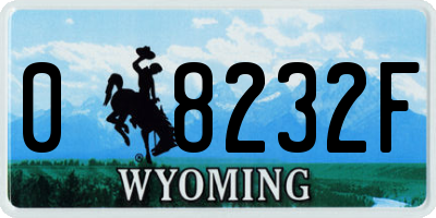 WY license plate 08232F