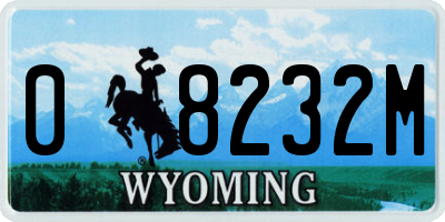 WY license plate 08232M