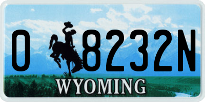 WY license plate 08232N