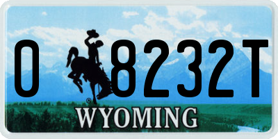 WY license plate 08232T