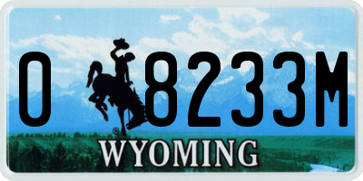 WY license plate 08233M
