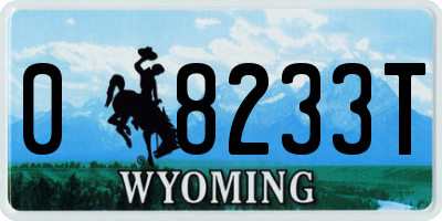 WY license plate 08233T