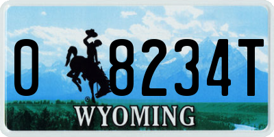 WY license plate 08234T