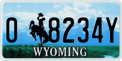 WY license plate 08234Y
