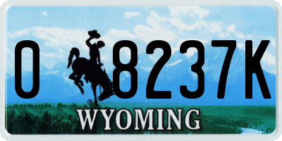 WY license plate 08237K