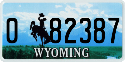 WY license plate 082387