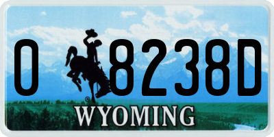 WY license plate 08238D