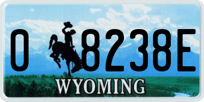 WY license plate 08238E