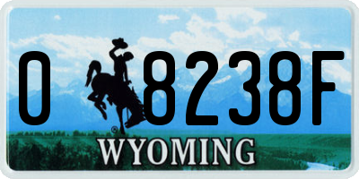 WY license plate 08238F