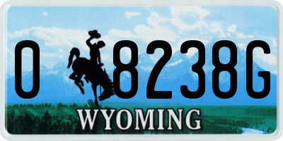 WY license plate 08238G