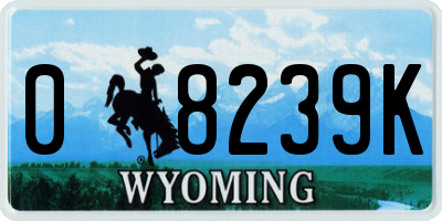 WY license plate 08239K