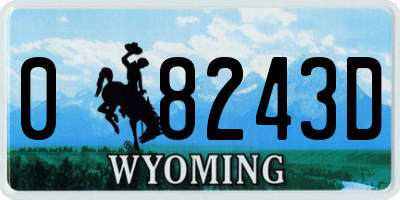 WY license plate 08243D