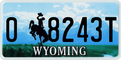 WY license plate 08243T