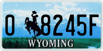 WY license plate 08245F