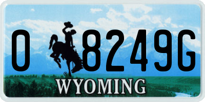 WY license plate 08249G