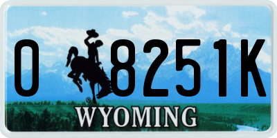 WY license plate 08251K