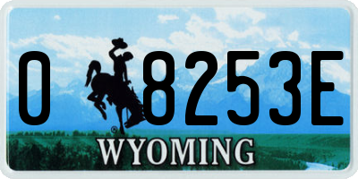 WY license plate 08253E