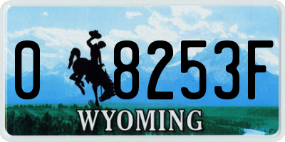 WY license plate 08253F