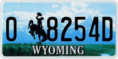 WY license plate 08254D
