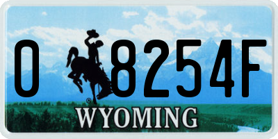 WY license plate 08254F