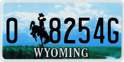 WY license plate 08254G