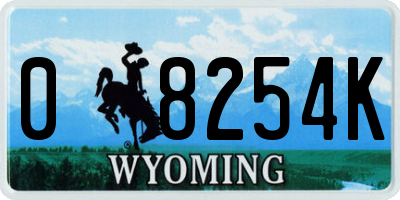WY license plate 08254K