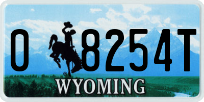 WY license plate 08254T
