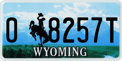 WY license plate 08257T