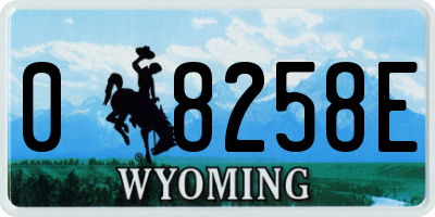 WY license plate 08258E