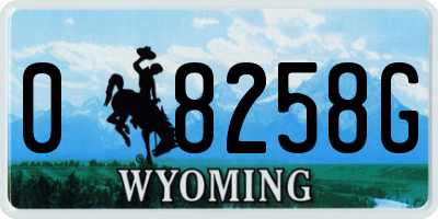 WY license plate 08258G