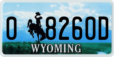 WY license plate 08260D