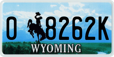 WY license plate 08262K