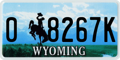 WY license plate 08267K