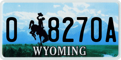 WY license plate 08270A