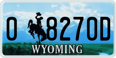 WY license plate 08270D