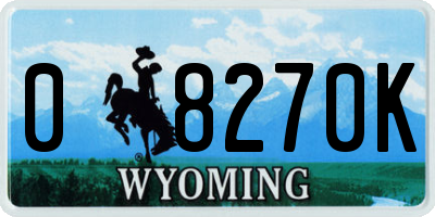 WY license plate 08270K