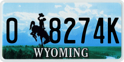 WY license plate 08274K