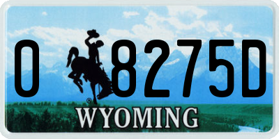 WY license plate 08275D