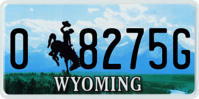 WY license plate 08275G