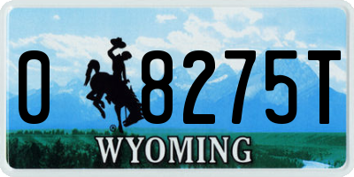WY license plate 08275T