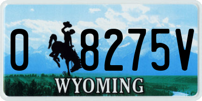 WY license plate 08275V