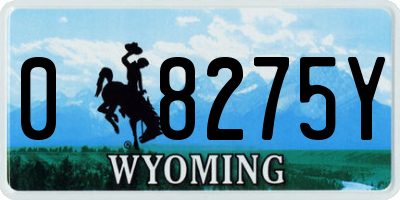 WY license plate 08275Y