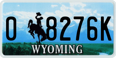 WY license plate 08276K