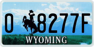 WY license plate 08277F