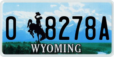 WY license plate 08278A