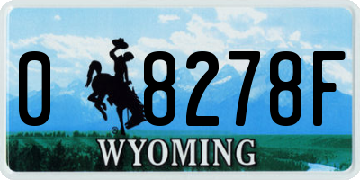 WY license plate 08278F