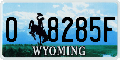 WY license plate 08285F