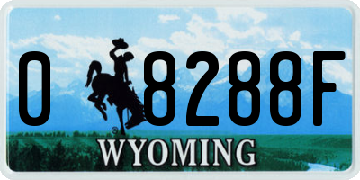 WY license plate 08288F
